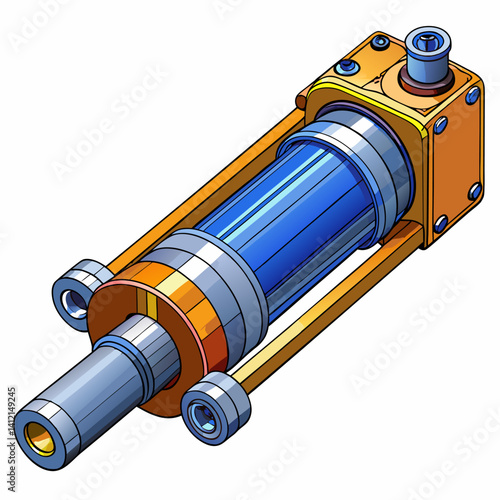 Hydraulic Cylinder White Background
