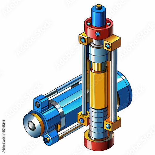 Hydraulic Cylinder White Background