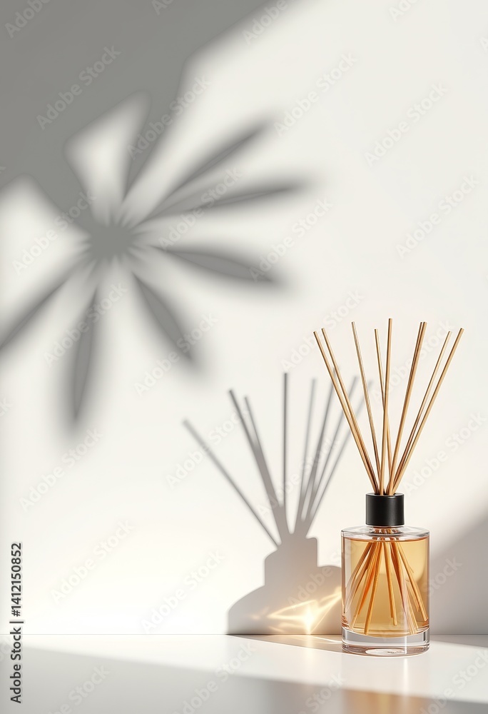 Reed diffuser with shadow on a white background Reed diffuser with shadow on a white background