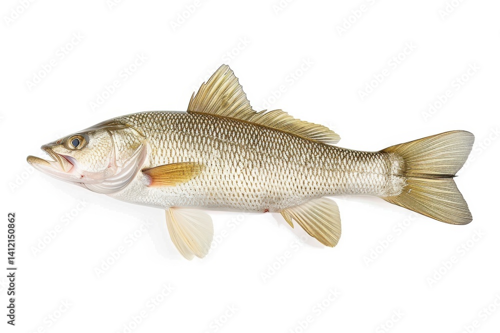 Exploring the elegance of a freshly caught fish on a white background in a serene setting isolated on transparent background Exploring the elegance of a freshly caught fish on a white background in a serene setting isolated on transparent background