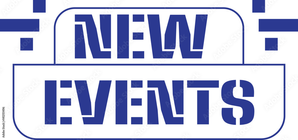 New Events Typography Banner, Bold Blue and White Design New Events Typography Banner, Bold Blue and White Design