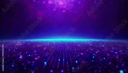 Vibrant Purple Abstract Background with Dots and Glowing Light Effects