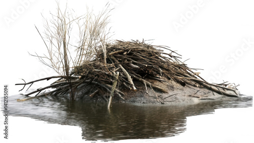 Beaver Dam Across River in Realistic Style Transparent Background