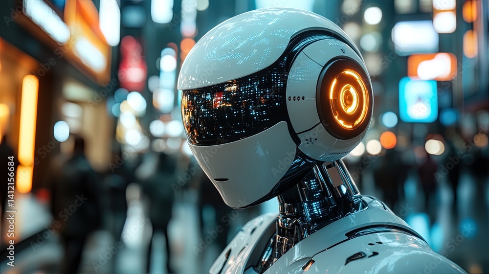 Futuristic Robot in a City Futuristic Robot in a City
