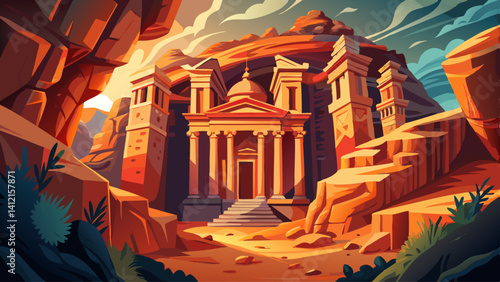 2. Petra, Jordan
Carved in rose-red canyon walls,
Ancient echoes in desert halls,
Columns whisper tales of trade,
A lost city, bold yet afraid.