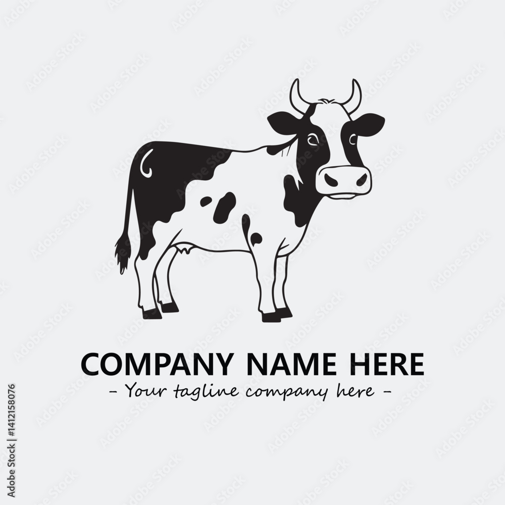 Cow illustration black and white for logo company vector image
Cow illustration black and white for logo company vector image