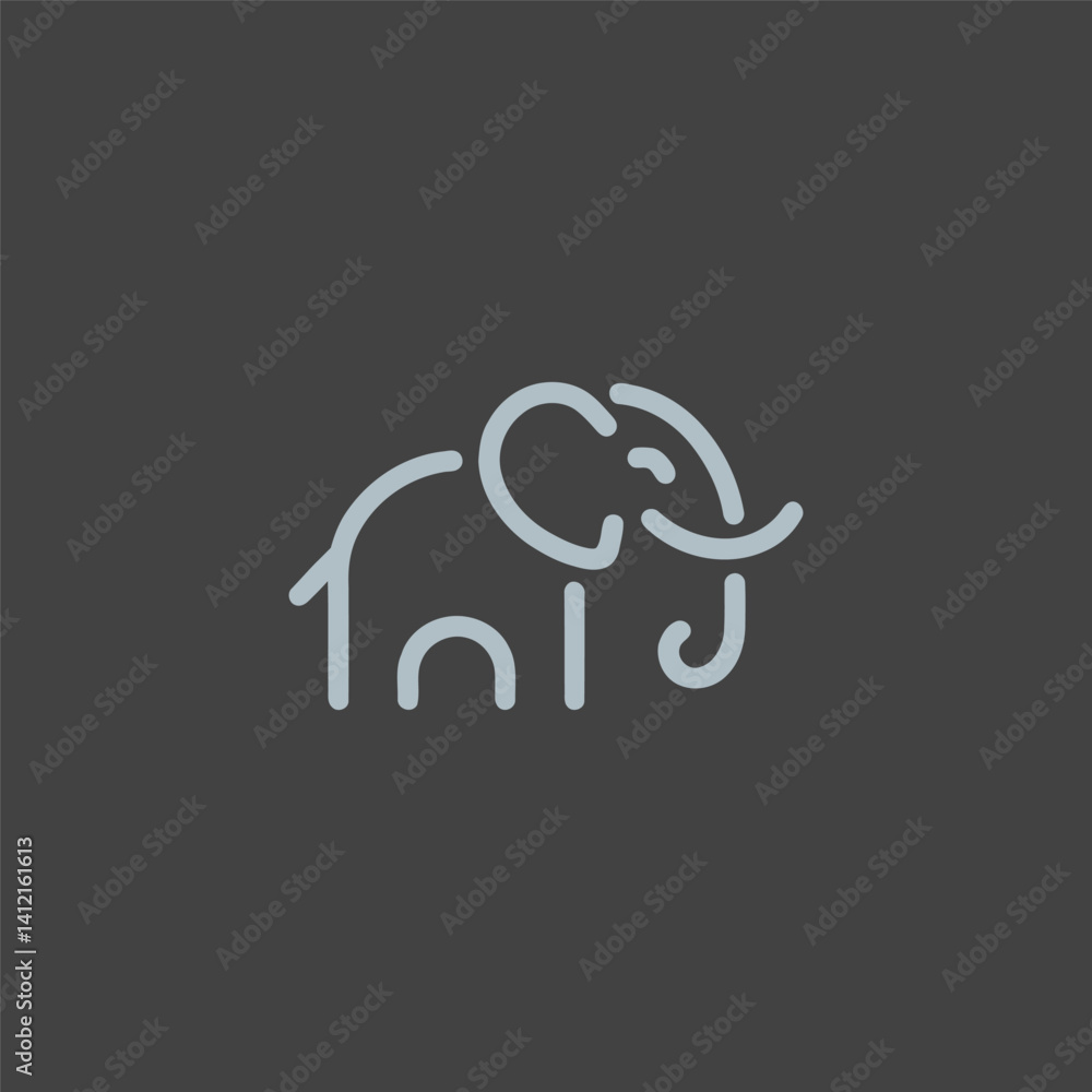 Elephant Line Art Logo – Calm and wise elephant in minimalist line art style. Elephant Line Art Logo – Calm and wise elephant in minimalist line art style.
