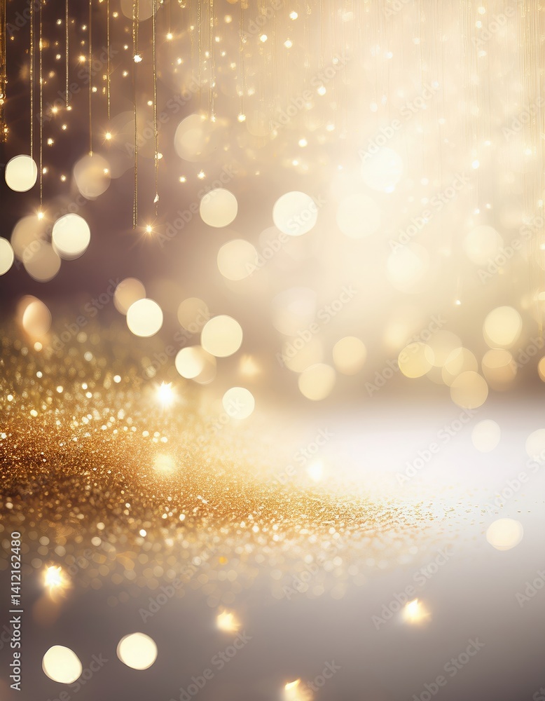 Glittering gold bokeh and sparkling lights in a dreamy atmosphere Glittering gold bokeh and sparkling lights in a dreamy atmosphere