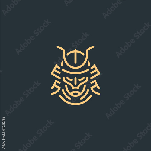 Samurai Head Line Art Logo – Bold samurai head in line art style showing strength and honor.