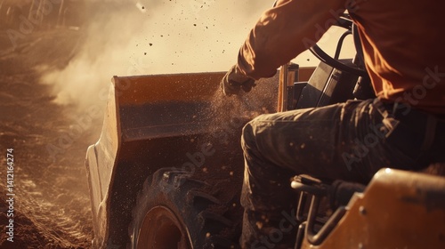 Heavy equipment operator maneuvering a bulldozer at a construction site. Featuring power and precision