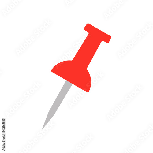 simple red push pin illustration. stationary pin flat style vector