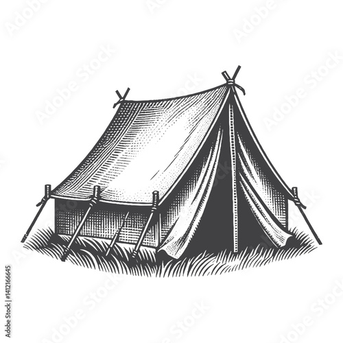 Simple Tents Vector Design – Vintage Logo & Retro Illustration