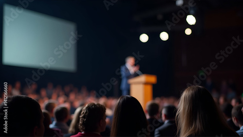 Wallpaper Mural Captivating Labour Day Public Speech Visuals: Eloquent Speakers & Engaging Audience Interaction with Professional Stage Design - Stock Photos with Dynamic Composition & Left Space Torontodigital.ca