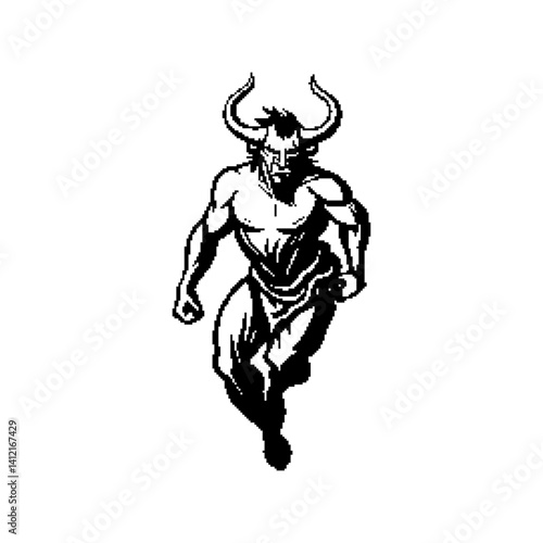Wallpaper Mural Abstract illustration of a muscular bull-man character in a dynamic pose Torontodigital.ca