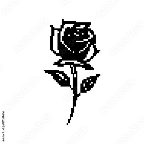 Stylized black rose illustration with intricate detailing and minimalist design