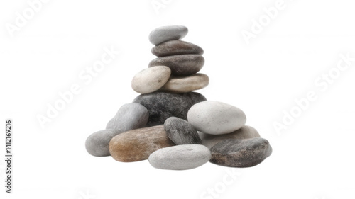 River Rocks Stacked in Zen Style Photorealistic Transparent Background