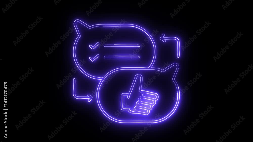 Glowing neon Conversation icon isolated on black background. HD Video motion graphic animation Glowing neon Conversation icon isolated on black background. HD Video motion graphic animation