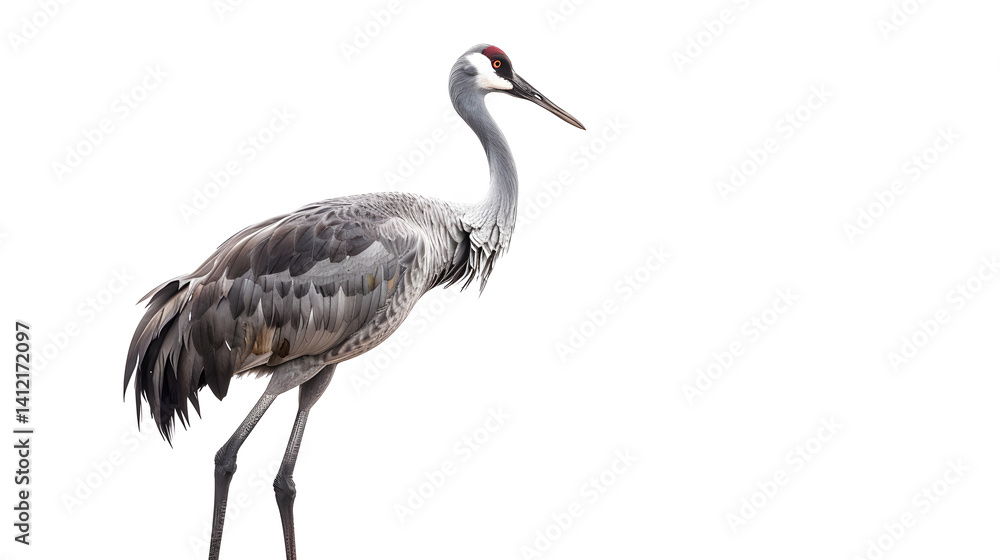 Professional Isolated Image of Common Crane Grus grus on White Background Professional Isolated Image of Common Crane Grus grus on White Background