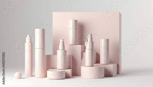 Wallpaper Mural Detailed Cosmetic Packaging Mockup: Sleek Design Prototypes & Refined Layouts for Innovative Presentation | Modern Brand Aesthetics | Photo Stock Concept | Empty Space Left Torontodigital.ca