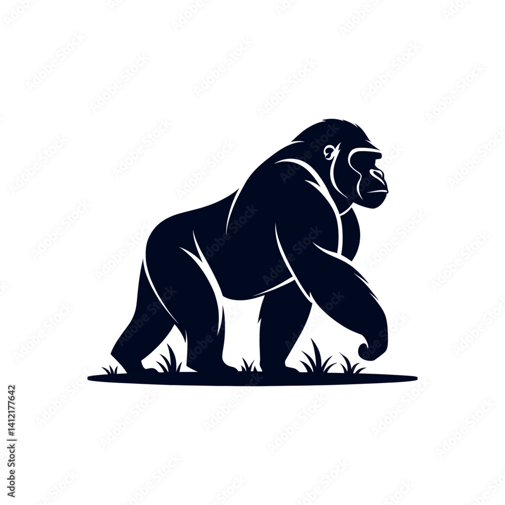 Fototapeta premium gorilla silhouette logo vector line art logo design