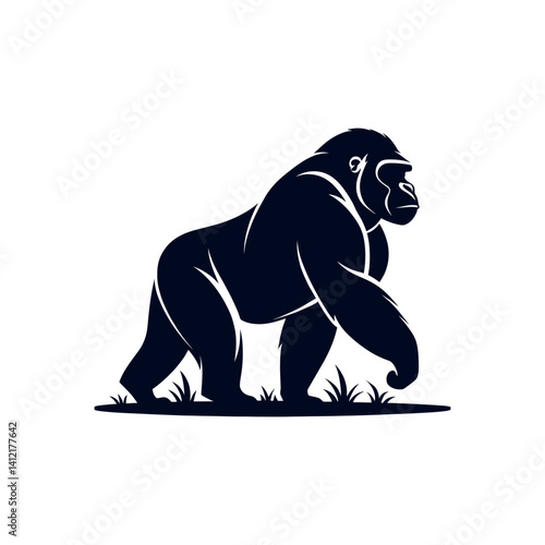 gorilla silhouette logo vector line art logo design