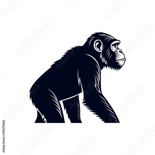 gorilla silhouette logo vector line art logo design