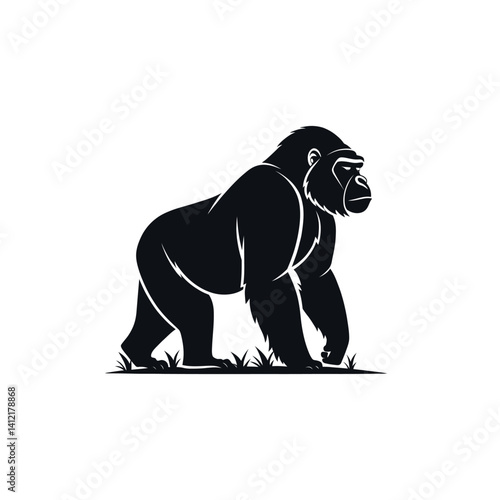 gorilla silhouette logo vector line art logo design