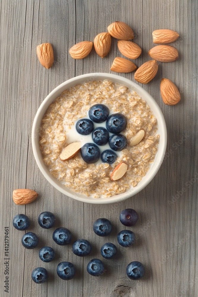 Healthy Oatmeal Breakfast Bowl with Blueberries and Almonds Healthy Oatmeal Breakfast Bowl with Blueberries and Almonds