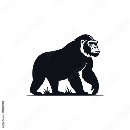 gorilla silhouette logo vector line art logo design
