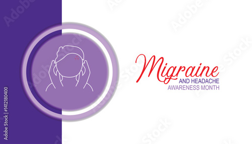 June is National Migraine and Headache Awareness Month. Vector template Design for banner, greeting card, poster, prints, social media post ,flyer , T shirt with background.