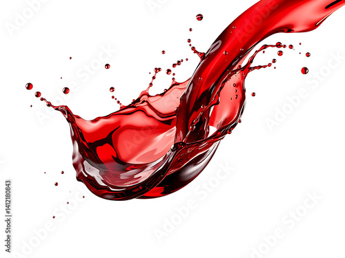 splash of wine or red juice isolated on White background