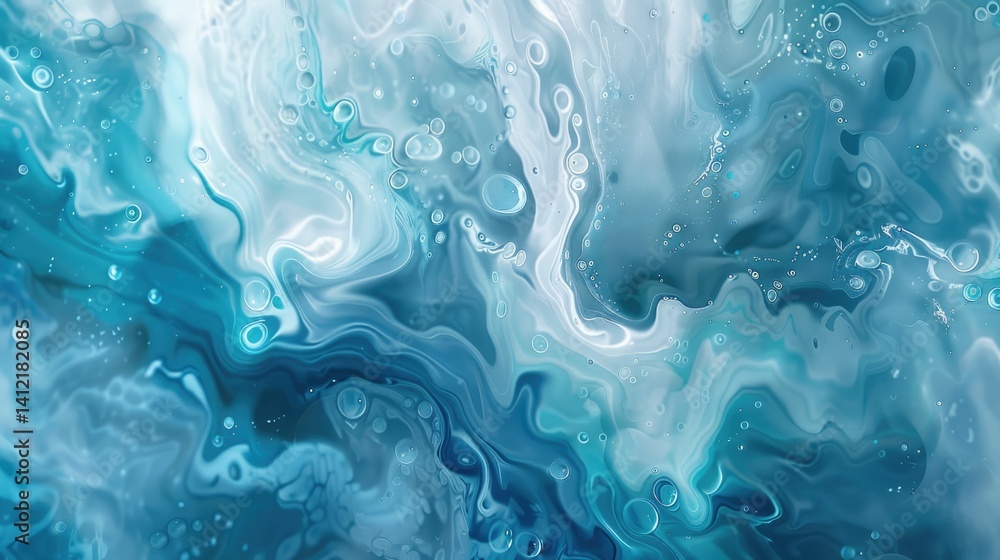 Fototapeta premium Abstract underwater blue color liquid wave flow express energetic surface. Seamless texture of vividness curve swirling convey sense of harmony and water scene perfect for effect and graphic. AIG61.