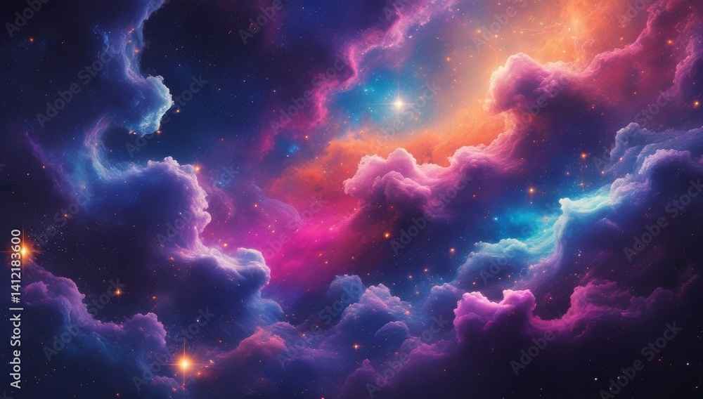 Fototapeta premium Cosmic abstract with galactic dust and stars.