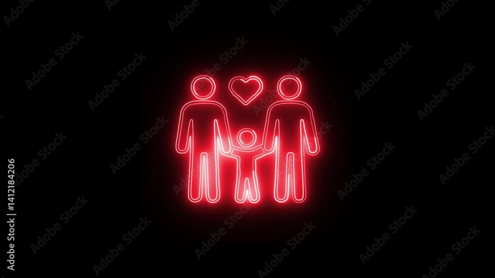 Glowing neon Family icon isolated on black background. HD Video motion graphic animation Glowing neon Family icon isolated on black background. HD Video motion graphic animation