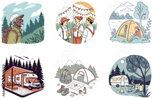 Camping Challenge. A Bundle of Discipline and Tactical Collection Illustrations
