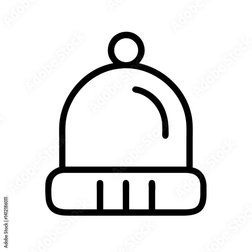 beanie fashion winter apparel cozy headwear - flat stroke icon for apps and websites
