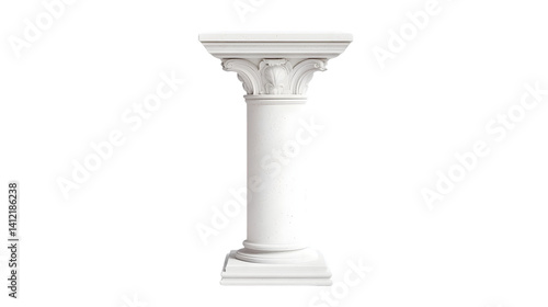 Elegant White Rectangular Pedestal on White Background for Display