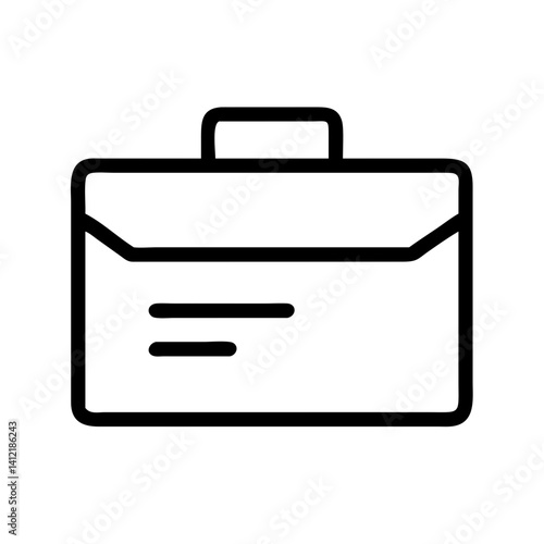 briefcase business office work accessory - flat stroke icon for apps and websites
