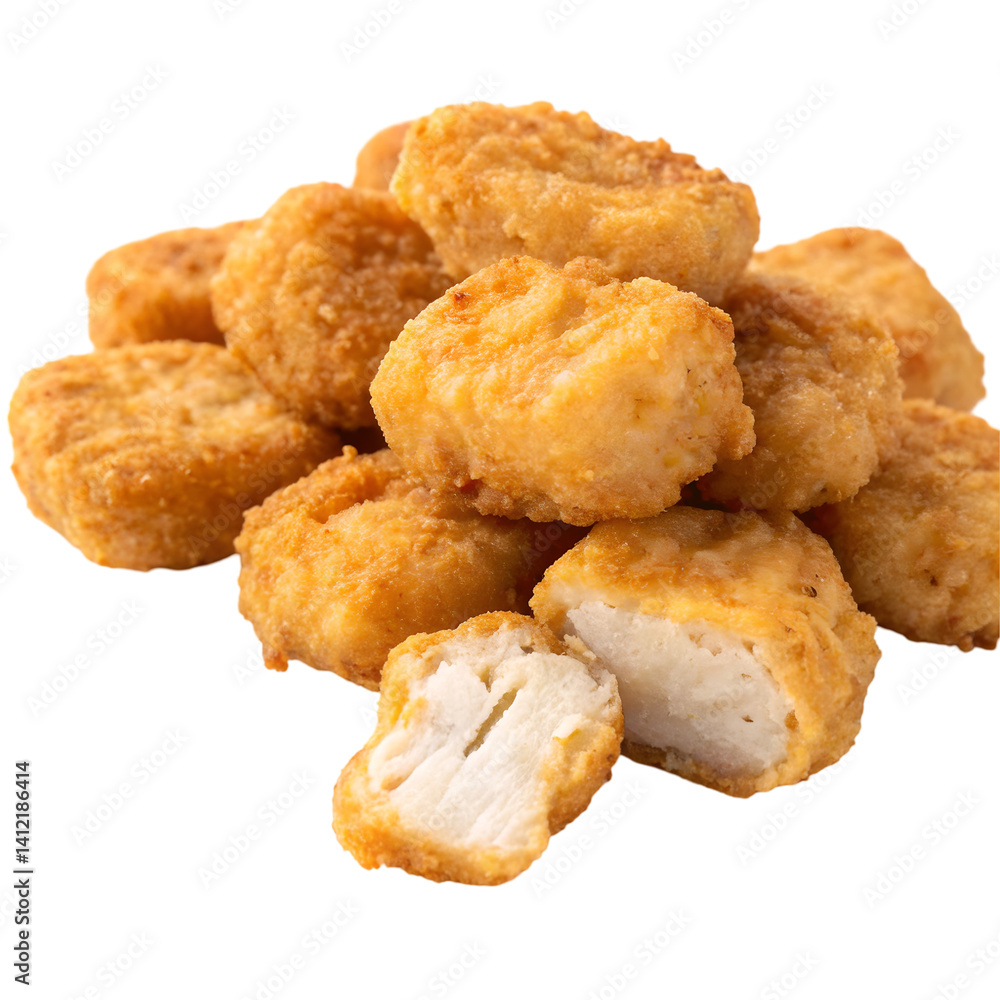 Crispy fried chicken nuggets isolated on transparent background PNG Crispy fried chicken nuggets isolated on transparent background PNG