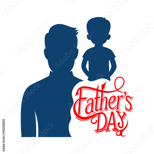 Happy fathers day silhouette on white background
