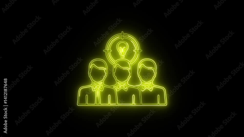 Glowing neon People target icon isolated on black background. HD Video motion graphic animation Glowing neon People target icon isolated on black background. HD Video motion graphic animation