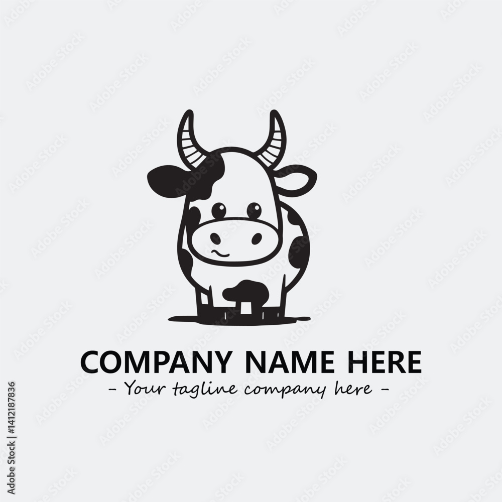 Cow illustration black and white for logo company vector image
Cow illustration black and white for logo company vector image