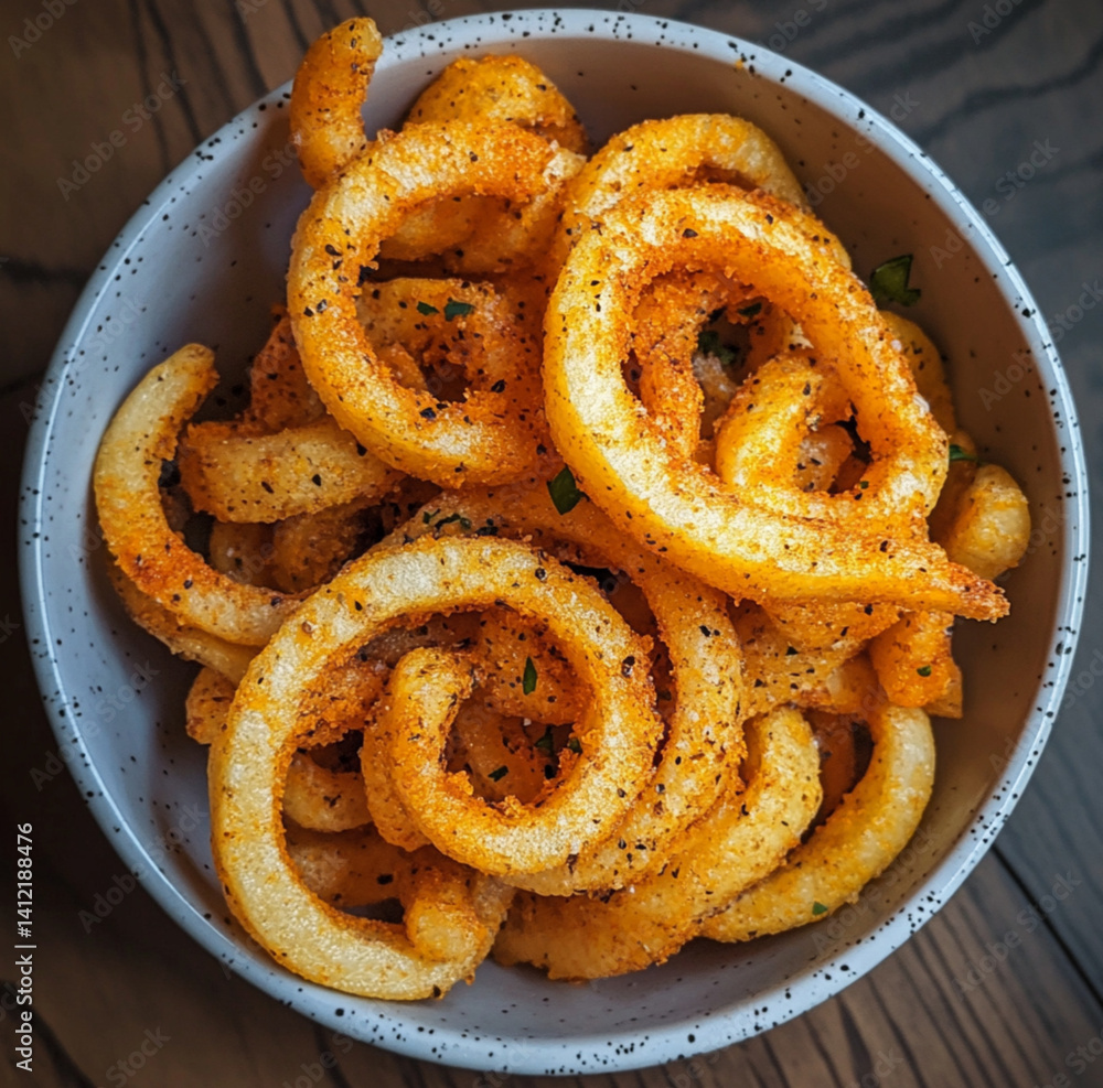 curly fries with orange spices for add