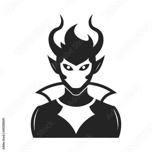 devil icon of silhouette vector illustration on white