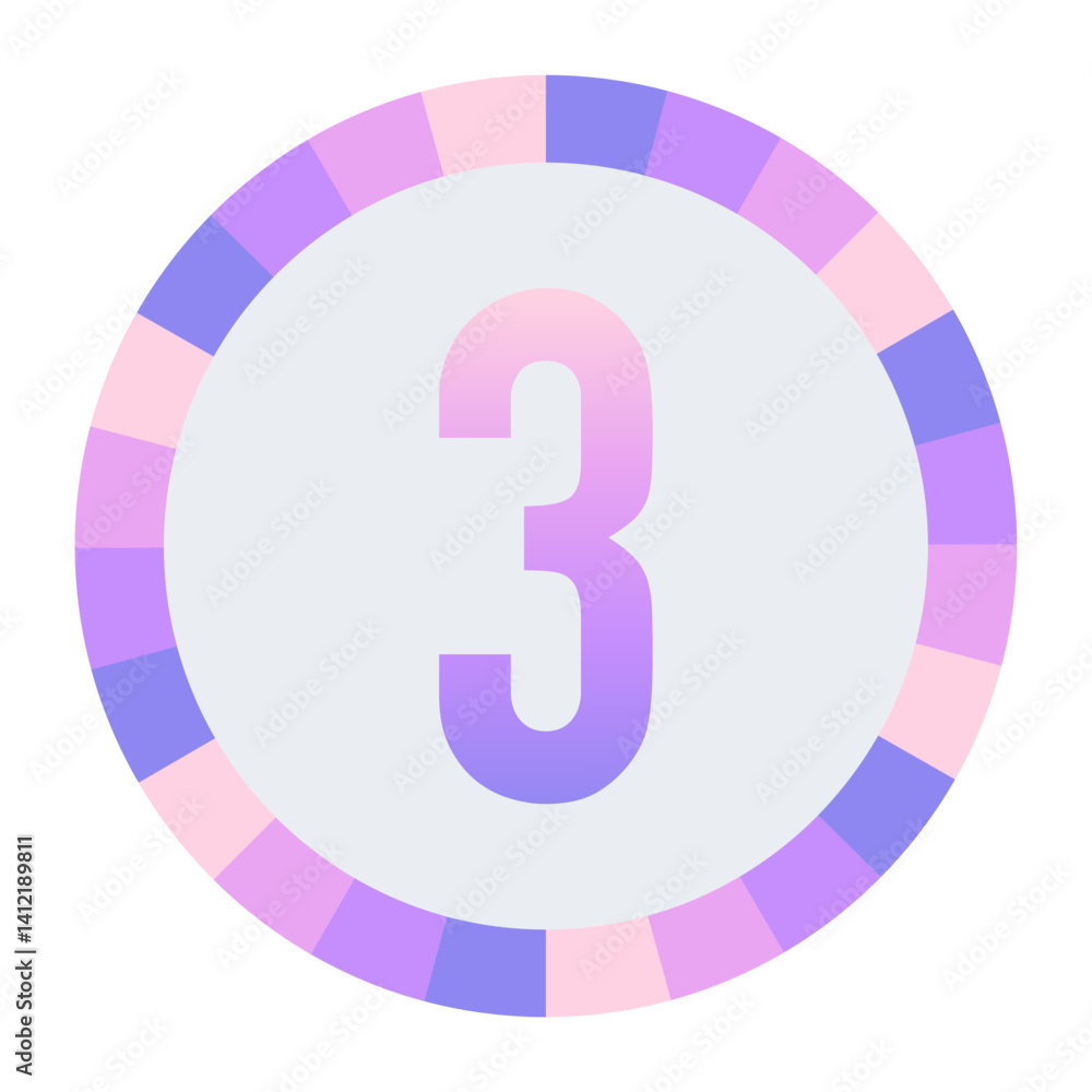 Stylized number “3” in Purple-Pink Gradient with Pastel Pink-Blue Ring on Dark Background Stylized number “3” in Purple-Pink Gradient with Pastel Pink-Blue Ring on Dark Background