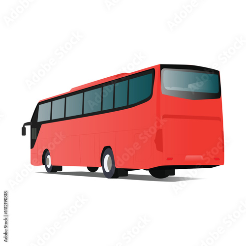 City bus back view in white background
