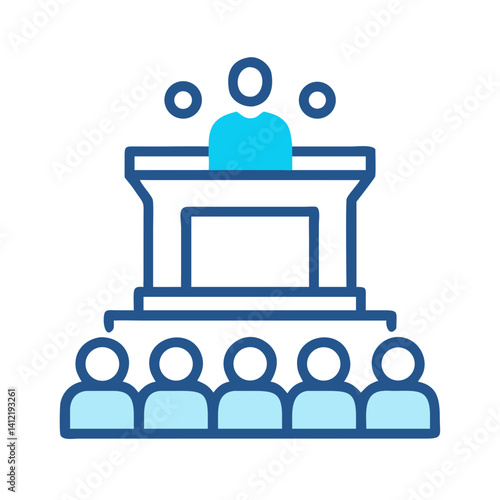 Stage with Podium and Audience Icon Design