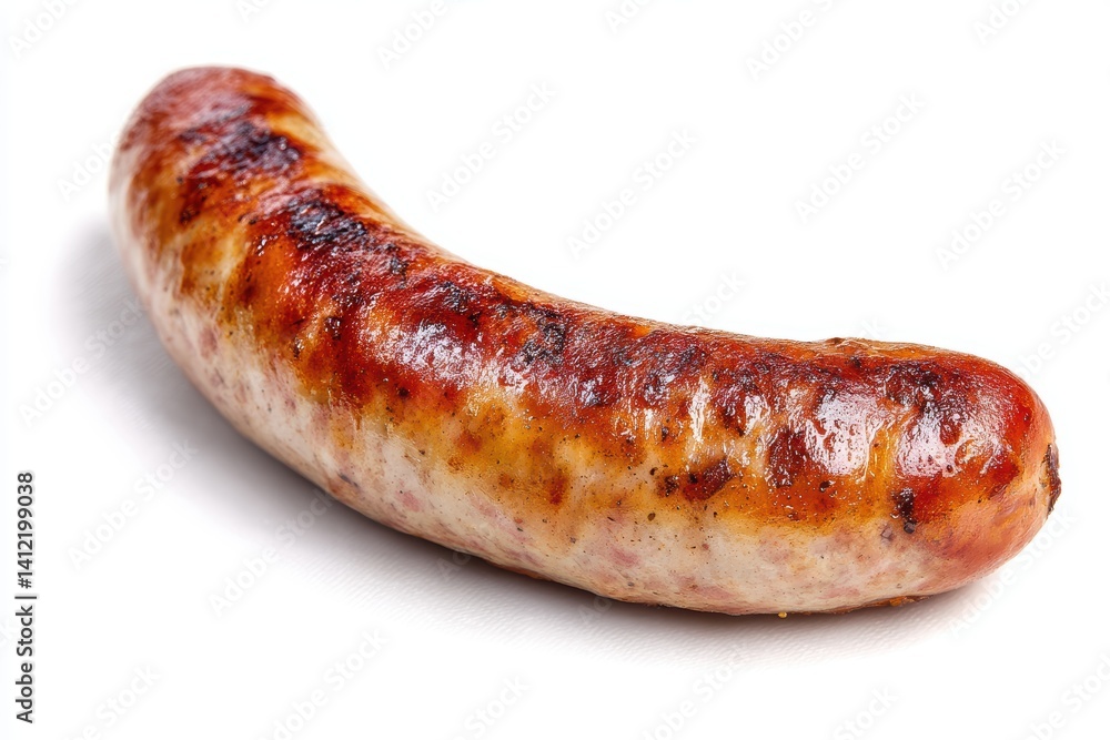 Tasty Grilled Sausage on White Background Delicious Food Photography Perfect for Culinary and Food Blog Content Tasty Grilled Sausage on White Background Delicious Food Photography Perfect for Culinary and Food Blog Content