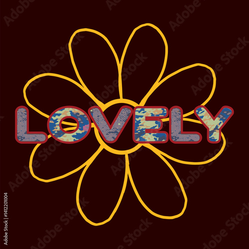 Nice flower and lovely word design illustration