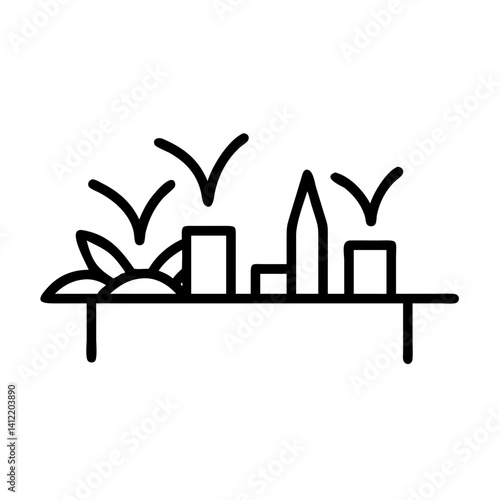Minimalist Kitchen Garden with Herbs and Vegetables in Indoor Setting with Copy Space